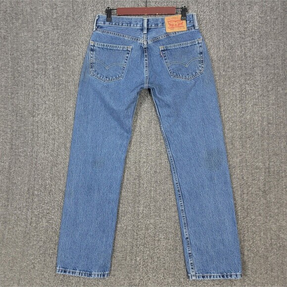 Levis 505 Jeans Men 30x28* Blue Regular Fit Medium Stone Wash Workwear 005054891 - Picture 8 of 13